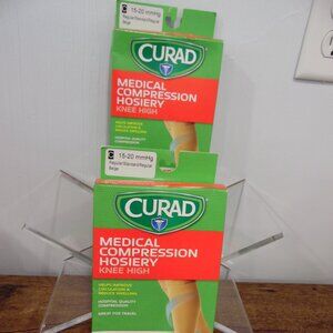Curad Medical Compression Knee High Hosiery, new in sealed pkgs., 2 pairs beige